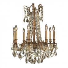  W83306FG24-GT - Windsor 8-Light French Gold Finish and Golden Teak Crystal Chandelier 24 in. Dia x 30 in. H Large