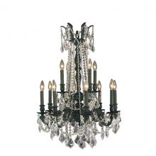  W83309F24-CL - Windsor 12-Light dark Bronze Finish and Clear Crystal Chandelier 24 in. Dia x 36 in. H Two 2 Tier La