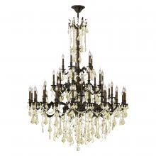  W83312F54-GT - Windsor 45-Light dark Bronze Finish and Golden Teak Crystal Chandelier 54 in. Dia x 66 in. H Four 4 