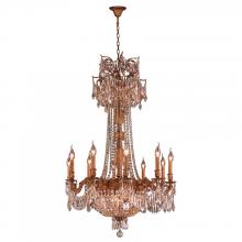  W83356FG30-GT - Winchester 15-Light French Gold Finish and Golden Teak Crystal Chandelier 30 in. Dia x 47 in. H Larg