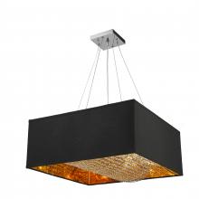  W83401MG24 - Ritz 8-Light Matte Gold finish with Black Shade Square Pendant Light 24 in. L x 24 in. W x 12 in. H