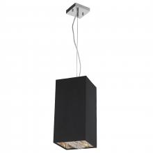  W83402MS8 - Ritz 1-Light Matte Silver finish with Black Shade Mini Square Pendant Light 8 in. L x 8 in. W x 16 i