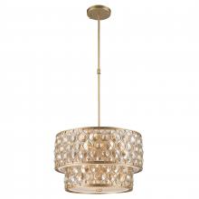  W83410MG20-GT - Paris 9-Light Matte Gold Finish with Golden Teak Crystal drum Two 2 Tier Pendant Pendant Light 20 in