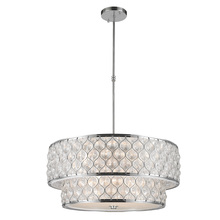  W83411C28-CL - Paris 12-Light Chrome Finish with Clear Crystal drum Two 2 Tier Pendant Light 28 in. Dia x 12 in. H