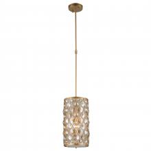  W83412MG8-GT - Paris 1-Light Matte Gold Finish with Golden Teak Crystal Mini Pendant Light 8 in. Dia x 15 in. H