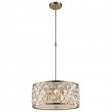  W83413CG16-CM - Paris 4-Light Champagne Gold Finish with Clear and Golden Teak Crystal Pendant Light 16 in. Dia x 8 