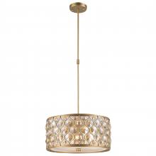  W83413MG16-GT - Paris 4-Light Matte Gold Finish with Golden Teak Crystal Pendant Light 16 in. Dia x 8 in. H Small