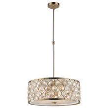  W83414CG20-CM - Paris 5-Light Champagne Gold Finish with Clear and Golden Teak Crystal Pendant Light 20 in. Dia x 8 