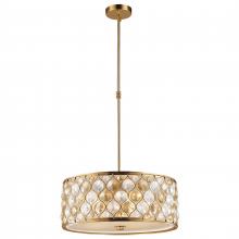  W83414MG20-CM - Paris 5-Light Matte Gold Finish with Clear and Golden Teak Crystal Pendant Light 20 in. Dia x 8 in. 