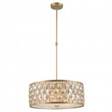  W83414MG20-GT - Paris 5-Light Matte Gold Finish with Golden Teak Crystal Pendant Light 20 in. Dia x 8 in. H