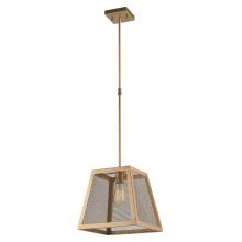  W83423MG12 - Nautilus 1-Light Matte Gold Finish Mesh Trapezoid Shade Pendant Light 12 in. W x 12 in. L Small