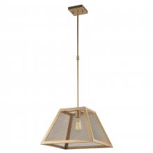  W83424MG16 - Nautilus 1-Light Matte Gold Finish Mesh Trapezoid drum Shade Pendant Light 16 in. W x 16 in. H Small