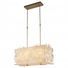  W83440MG24 - Montauk 8-Light Matte Gold Finish Kitchen Island Pendant Light with Ivory Linen Rectangular Shade 24