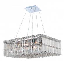  W83512C20 - Cascade 12-Light Chrome Finish and Clear Crystal Square Chandelier 20 in. L x 20 in. W x 7.5 in. H M