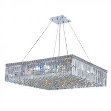  W83515C32 - Cascade 12-Light Chrome Finish and Clear Crystal Square Chandelier 32 in. L x 32 in. W x 7.5 in. H L