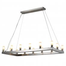  W83572BN32 - Silhouette 12-Light Brushed Nickel Finish Rectangular Chandelier 32 in. L x  14 in. W x 32 in. H Lar