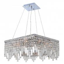  W83612C20 - Cascade 12-Light Chrome Finish and Clear Crystal Square Chandelier 20 in. L x 20 in. W x 10.5 in. H