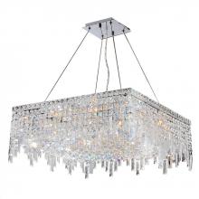  W83613C24 - Cascade 12-Light Chrome Finish and Clear Crystal Square Chandelier 24 in. L x 24 in. W x 10.5 in. H