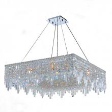  W83615C32 - Cascade 12-Light Chrome Finish and Clear Crystal Square Chandelier 32 in. L x 32 in. W x 10.5 in. H