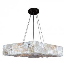  W83813F18 - Pompeii Collection 5 Light Flemish Brass Finish and Natural Quartz Square Pendant 18" L x 18"