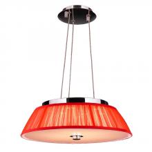  W83953C16-RD - Alice Collection 6 Light LED Chrome Finish with Red String Empire Shade Pendant 16" D x 4" H