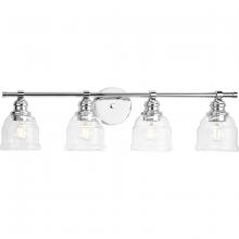  P300376-015 - Ambrose Collection Four-Light Farmhouse Polished Chrome Clear Glass Bath Vanity Light