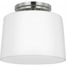  P350260-009 - Adley Collection One-Light Brushed Nickel Etched Opal Glass New Traditional Flush Mount Light