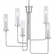  P400167-009 - Rainey Collection Five-Light Brushed Nickel Clear Fluted Ribbed Glass Modern Chandelier Light