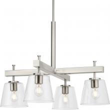  P400299-009 - Saffert Collection Four-Light New Traditional Brushed Nickel Clear Glass Chandelier Light