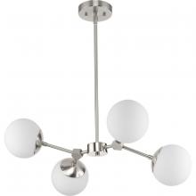  P400307-009 - Haas Collection Four-Light Brushed Nickel Mid-Century Modern Chandelier