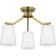  P400342-191 - Vertex Collection Three-Light Brushed Gold Etched White Contemporary  Convertible Chandelier