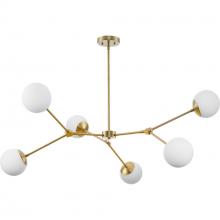  P400378-109 - Haas Collection Six-Light Brushed Bronze Mid-Century Modern Chandelier