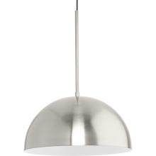  P500379-009 - Perimeter Collection One-Light Brushed Nickel Mid-Century Modern Pendant with metal Shade