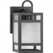  P560341-31M - Parrish Collection One-Light Matte Black Clear and Etched Glass Modern Craftsman Outdoor Small Wall