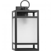  P560343-31M - Parrish Collection One-Light Matte Black Clear and Etched Glass Modern Craftsman Outdoor Large Wall