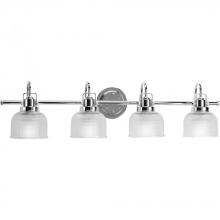  P2997-15 - Archie Collection Four-Light Polished Chrome Clear Double Prismatic Glass Coastal Bath Vanity Light