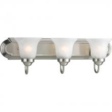  P3053-09 - Three-Light Brushed Nickel Alabaster Glass Traditional Bath Vanity Light