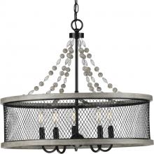  P400205-020 - Austelle Collection Five-Light Antique Bronze Farmhouse Chandelier Light