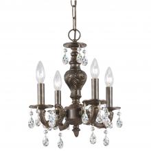  5024-VB-CL-MWP - Paris Market 4 Light Clear Crystal Venetian Bronze Mini Chandelier