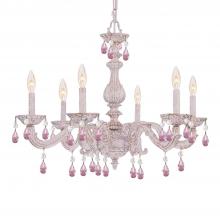  5036-AW-RO-MWP - Paris Market 6 Light Rose Crystal Antique White Chandelier