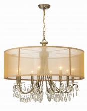  5628-AB - Hampton 8 Light Drum Shade Antique Brass Chandelier