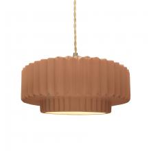  CER-6553-ADOB-BRSS-BEIG-TWST - Medium Tier Pleated 1-Light Pendant