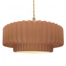  CER-6555-ADOB-BRSS-BEIG-TWST - Large Tier Pleated 1-Light Pendant