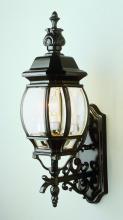  4051 BK - Francisco 3-Light Outdoor Beveled Glass Wrought Iron Style Wall Lantern