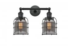 Innovations Lighting 208-BK-G53-CE - Bell Cage - 2 Light - 16 inch - Matte Black - Bath Vanity Light