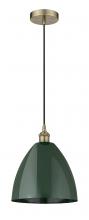 Innovations Lighting 616-1P-AB-MBD-12-GR-LED - Plymouth - 1 Light - 12 inch - Antique Brass - Cord hung - Mini Pendant