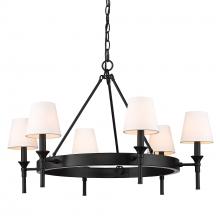  1020-6 BLK-MWS - Edinburgh 6 Light Chandelier in Matte Black with Modern White Shade