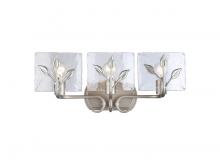  3160-BA3 PS-HWG - Calla 3-Light Vanity Light in Peruvian Silver with Hammered Water Glass