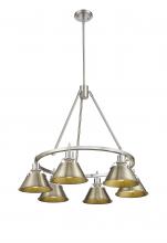  3306-6 PW-AB - Orwell PW 6 Light Chandelier in Pewter with Aged Brass shades