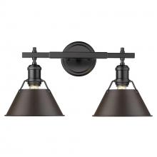  3306-BA2 BLK-RBZ - Orwell BLK 2 Light Bath Vanity in Matte Black with Rubbed Bronze shades